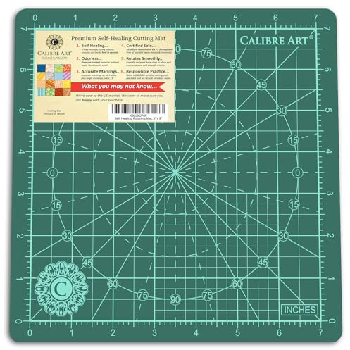 Calibre Art Rotierende selbstheilende Schneidematte, perfekt für Quilt- und Kunstprojekte, 20,3 x 20,3 cm (17,8 cm)