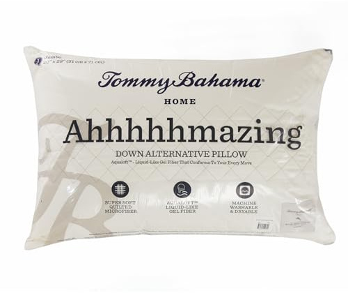 DOWNLITE Tommy Bahama® Ahhhhhmazing AquaLoft Squishy Gel Pillow - Great for Toss & Turn Comfort - 20” x 28”, Jumbo (Fits Standard & Queen Pillowcases) - Sold Individually