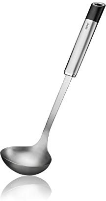 GEFU 29211 Schöpflöffel PRIMELINE - Suppenschöpfer aus Edelstahl - 100 ml | Ergonomischer Suppenlöffel mit Schüttrand, Aufhängeöse und 34,5 cm Länge. Spülmaschinengeeignet und robust aus Edelstahl.