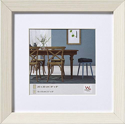 walther design Bilderrahmen weiss 30 x 30 cm mit Passepartout, Fiorito Holzrahmen EF330W