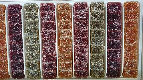 Pasta de Frutas 920 g,Sabores (limón, albaricoque, fresa, grosella negra, pera), sin gluten, sin conservantes, sin colorantes ni sabores artificiales.