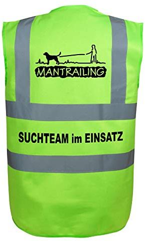 Mantrailing Warnweste Hundesport Sicherheitsweste Suchteam im Einsatz (Motiv 2) (L, Grün)