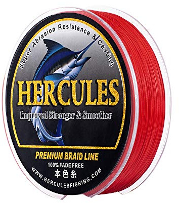 HERCULES Farbechte Geflochtene Angelschnur, Verblasst Nicht, 100m - 2000m PE Geflochtene Schnüre, 8 Stränge Multifile Angelschnur, 10lb - 120lb Test für Salzwasser und Süßwasser
