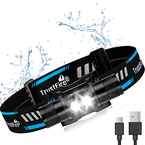 TrustFire Stirnlampe, Stirnlampe Led Wiederaufladbar H5R Kopflampe 600 Lumen Led Stirnlampe Wasserdicht Kopflampe Stirnlampe Joggen 5 Lichtmodi Kopflampe Stirnlampe mit Stirnband