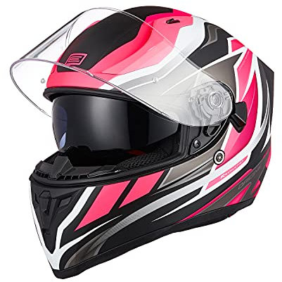 ORIGINE Casco Integral de Moto ECE Homologado con Visera (Revolution Fluo Fuxia-White-blk Matt, XL)