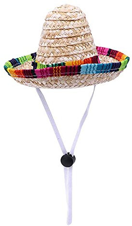 FOUTP Sombrero de Paja para Mascotas Perro Gato Mini Sombrero de Paja Sombrero Mexicano para Decoración de Fiesta Mexicana