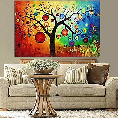 Abstrakte Malerei Druck auf Leinwand Kunst Poster Aquarell Apfelbaum Wandkunst Bild für Wohnzimmer Sofa Dekoration 50x70cm Rahmenlos