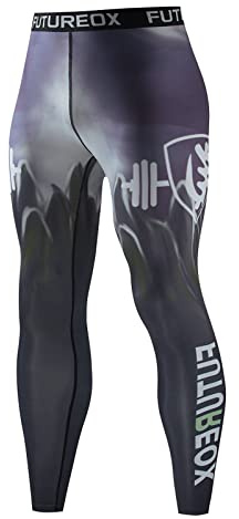 Blingko Collant De Running Homme Sport Noir Longue Legging Fitness Pantalon de Compression Séchage Rapide Baselayer Tight Respirant Base Layer pour Entraînement Jogging Cyclisme Course