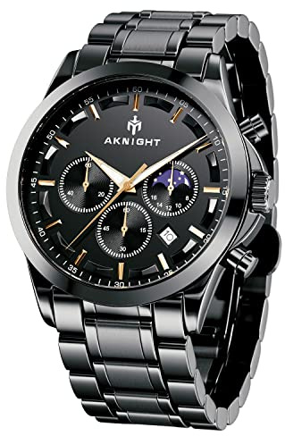 BENYAR Reloj Cronógrafo de Cuarzo para Hombre - Pulsera Resistente al Agua 30M con Esfera Azul/Negra, Regalo Elegante