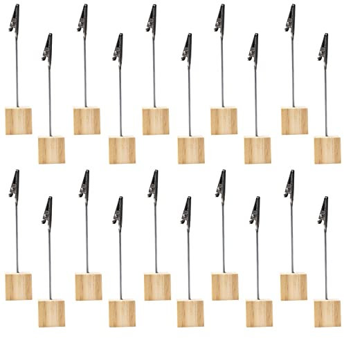 Ksvaye 20 Stück Fotohalter mit Klammern Memo Clip Halter Fotoständer Holz Tischkartenhalter Postkartenhalter Bilderhalter Tischnummernhalter Kartenaufsteller Tisch für Büro Hochzeit Party