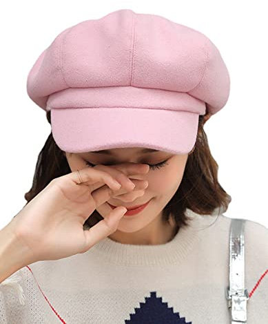 Idopy Damen Retro Peaked Ivy Newsboy Paperboy Baker Boy Beanie Gatsby Cabbie Painter Cap Hüte, rose, Einheitsgröße