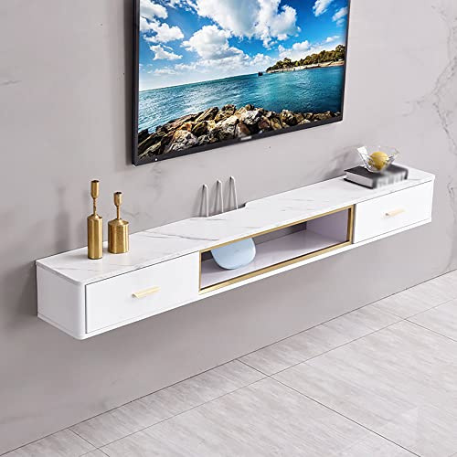 Uvency Schwebender Tv-Schrank, Hohlgeschnitztes Design, Schubladentyp, Wohnzimmer, Zum Aufhängen An Der Wand, Set-Top-Box-Rack, Geeignet Für Medienraum/Weiß / 120 cm/White/150Cm