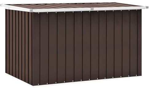 homiuse Gartenbox Braun 149 x 99 x 93 cm Auflagenbox Aufbewahrungsbox Aufbewahrungstruhe Gartentruhe Garten Wasserdicht Kissenbox Outdoor Wasserdicht Gartenbox Klein Verzinkter Stahl Klappdeckel