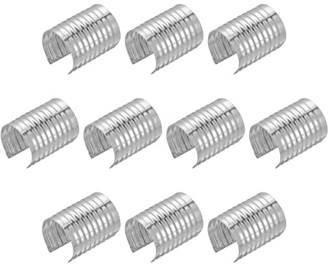 sourcing map 160Stk 12x16mm Leder Seil Klammern Klappbar Zylindrisch Schnur Ende Crimp für Schlüsselband Quaste DIY Basteln Silber Ton