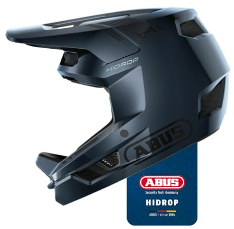 ABUS Downhill Bicycle Helmet HiDrop - Full-face Helmet with ABS Outer Shell for MTB Trails, Enduro and Bike Park - For Adults and Teenagers - ASTM-certified - Blue, Size S