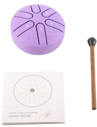 Zungentrommel, Handpan, Stahltrommel, Professionelles Mini-6-Noten-Sorglos-Hand-Pan-Drum-Percussion-Instrument mit Trommelstock (Lila)