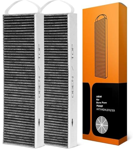 A&M® Aktivkohlefilter (2 Filter) für Puakf und Bora Pure Dunstabzugshaube | Hochwertiger Aktivkohlefilter für Puru oder Puxu Kochfeld mit Umluft - 2er Pack