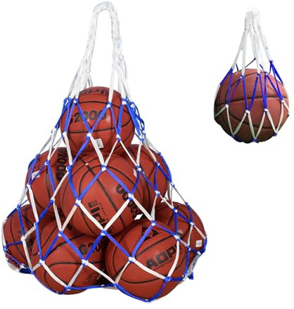 Pumuky Ballnetz, 2 Stück, für 10 – 15 Bälle, Tasche aus Nylon, wiederverwendbar, mit Kordelzug, für Basketball, Fußball und Volleyball