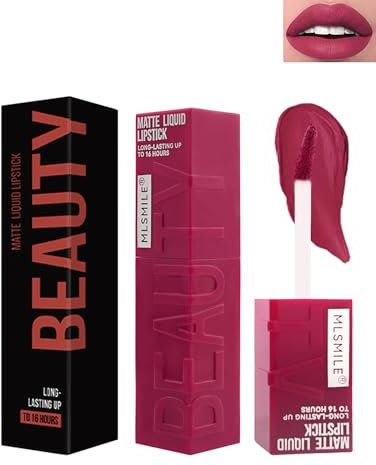 Matt Samt Lippenstift 24 Stunden Halt, Langanhaltender Wasserfester, Full Coverage Ink Lip Tint Gloss, Hochpigmentiert Flüssiger Lipstick, Non-Stick Cup Lipgloss Makeup für Frauen-04 Plum