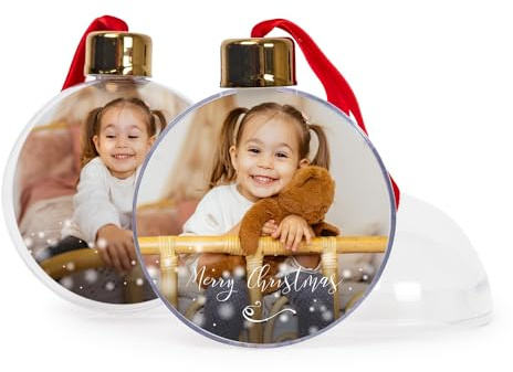 Smartphoto Weihnachtskugeln - Personalisiert - Weihnachtsdekoration mit Foto Ihrer Wahl - Geschenkidee Weihnachten - 2er Set - Transluzent