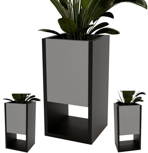 CraftPAK Blumenständer für Innen | Pflanzenständer aus hochwertigem Holzwerkstoff H45 x L22,6 x B22,6 cm | Blumenkasten/Blumenständer ohne Einsatz | Pflanzenkasten/Pflanzkübel - Grau