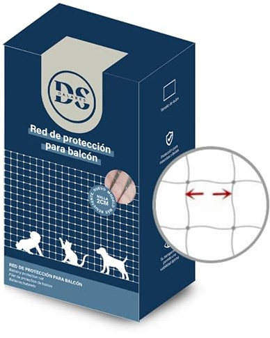DALARES Red de Protección para Gatos | 6x3m | 2cm Agujero Malla Anticaída Resistente | Red para Gatos Terraza | Red Balcón Gato | Red Gatos Ventanas | Red Nylon Transparente | Incluye Kit Instalación