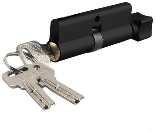 Cilindro serratura ad alta sicurezza a 6 pin per porte in legno da interni, 70 mm, con chiave uguale (nero)