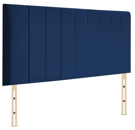 Elixir Furniture Portland Handmade Divan Bed Headboard | Plush Velvet Headboards 4ft6 Double Size Bed | Elegant design with wooden material headboards for beds (Blue, 4ft6 Double Height-24inch)