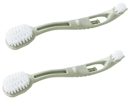 FRCOLOR 2 Stück Anti Rutsch Schuhbürste Mit Gebogenem Griff Weiche Borsten Multifunktionale Doppelkopf Reinigungsbürste Für Schuhe Und Haushalt Hellgrün
