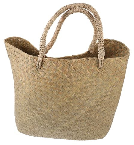 BEBEMOKO Geflochtener Handkorb Blumen Korb Für Gartenpflanzen Aufbewahrungskorb Aus Natürlichem Material Khaki Für Dekoration Und Transport