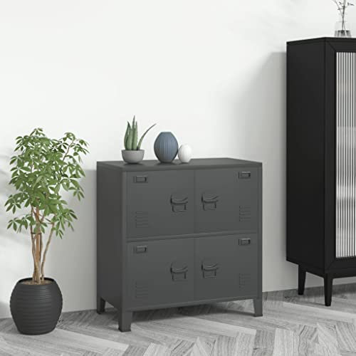 Industrie Aktenschrank Anthrazit 75x40x80cm Stahlkonstruktion für Home Office Aufbewahrung