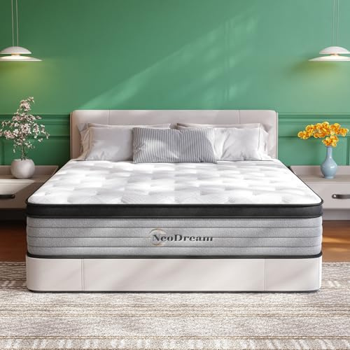 NeoDream Queen Mattress, 12 Inch Hybrid Matress with Memory Foam & Individual Pocket Springs, Queen Size Mattress in a Box, Pressure Relief, Edge Support, Motion Isolation