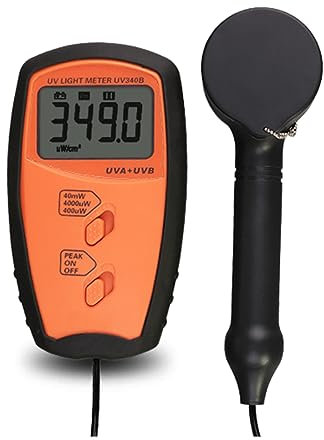 Luxometro, Medidor De Luz Lux Medidor De Iluminancia UV Prueba UVA Y UVB Medidor De Irradiancia De Intensidad Detector De Radiación Ultravioleta,para jardín, interior y fotografía