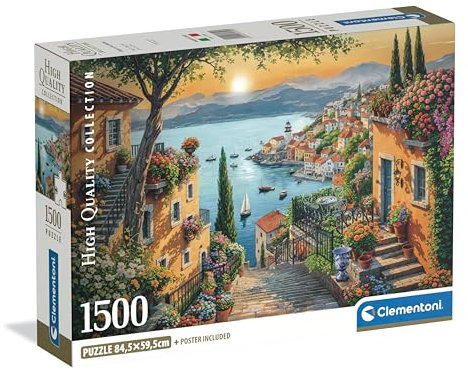 Clementoni - Puzzle 1500 Pezzi per Adulti e Ragazzi, Collection, Tema Scalinata Verso il Porto, Poster Incluso, Compact Box, Idea Regalo Uomo e Donna, Made in Italy, 84,5x59,5 cm, 31729
