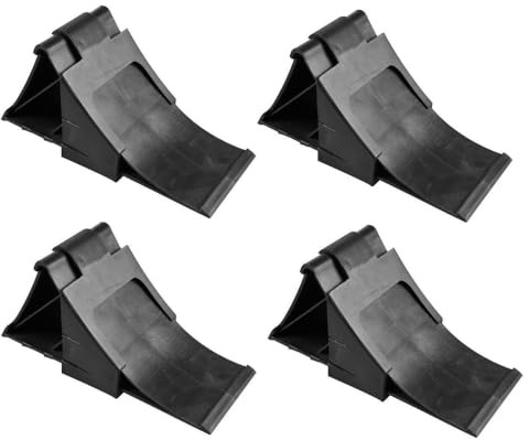 RILOOP 4 Stück Unterlegkeile mit Halter Schwarz Bremskeile Anhänger PKW Hemmschuhe NEU