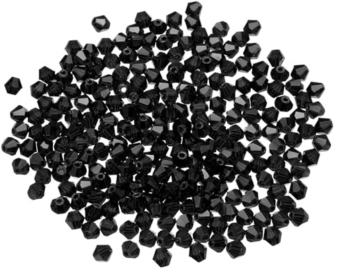 PATIKIL 250 pcs Perline Vetro Bicono Sfaccettato 6 mm, Nero, Perline per Braccialetti, Cristalli per Bigiotteria, gioielli fai da te, Collane, Orecchini