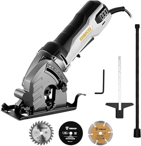 Mini Circular Saw 600W: DEKOPRO Compact Electric Circular Saws 5500 RPM with 3 Blades(85mm),Scale Ruler, Adjustable Depth to 27mm– Small Circular Saw Mini Saws for Wood, Soft Metal, Tile, Plastic