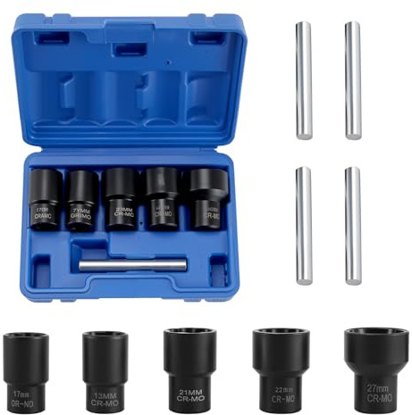 NAMYEUT 6 PCS Twist Socket Set, Locking Wheel Nut Removal Tool, Bolt Extractor Set for Damaged Rounded Tire Nuts Mechanical Repairs