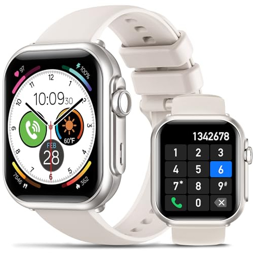 BANLVS Smartwatch Herren mit 1000mAh Akku, 1,85’’ AMOLED Fitnessuhr Herren mit Telefonfunktion/5ATM Wasserdicht/120+ Sportmodi/Herzfrequenz/SpO2/Blutdruck, Smartwatch für Android iOS, Grau