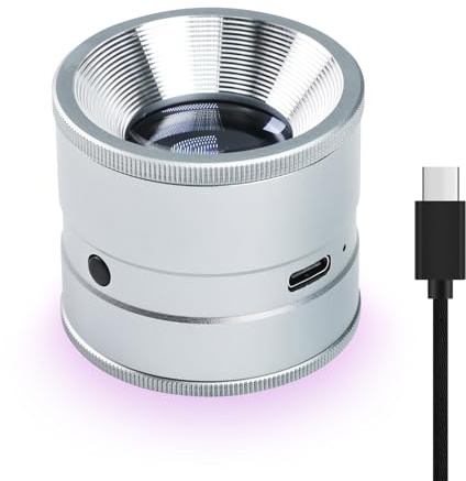 Schmucklupe 10 Fach mit LED & UV Licht, Wiederaufladbare Juwelierlupe 10 Fache LED Messlupe mit Einstellbarem Fokus und Abnehmbarer Skalenscheibe, Ideale Vergrößerungshilfe für Schmuck