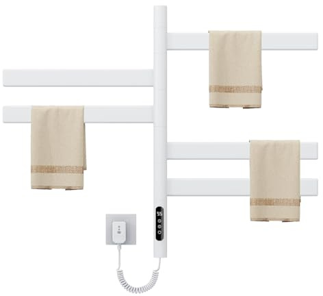 Scaldasalviette Elettrico Da Parete, Scaldasalviette Riscaldato Per Bagno, Temperatura Regolabile Da 30 A 70 °C, Scaldasalviette Con Cavo Di Alimentazione/spina(White)