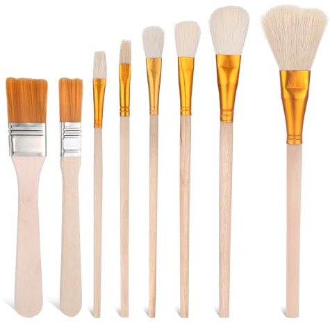 8 Stück Pinsel für Keramik Bemalen, Keramikpinsel, Weiche Pinsel für Serviettentechnik Pinsels Versiegelung Keramik Glasur Pinsels Töpfern, Glasurpinsel Töpfern, Ton Formen Töpfernn Töpfergla