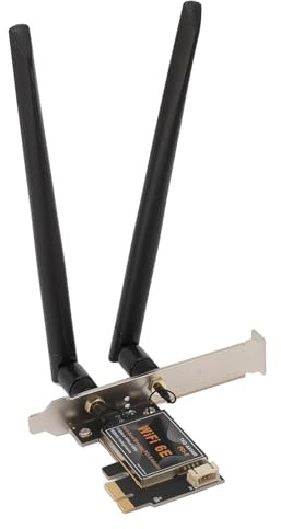 XUMIUZIY PCIE WiFi Carte 6000Mbps 8db Double Antenne 5.2 Adaptateur Réseau Fil WiFi 6E PCIE 6E pour 11 10, stabilité du Signal Fort à Grande Vitesse, pour Les Jeux en Ligne Transparents et Les