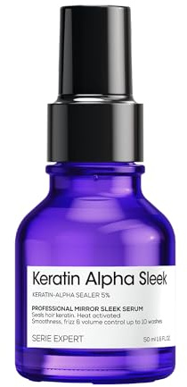 L'Oréal Professionnel, Keratin Alpha Mirror Sleek Serum, Anti-Frizz och Fuktighet, värmeskydd, med 5% keratinförsegling, för alla hårtyper, 50 ml