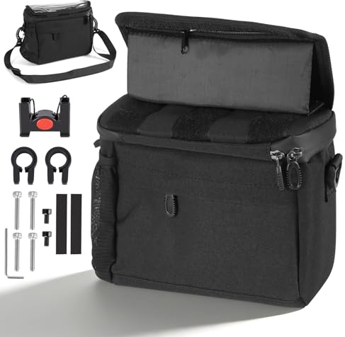 Lenkertasche Fahrrad, 4L Wasserabweisend, Abnehmbar für E-Bike Rennrad MTB | Fahrradtasche Lenker Vorne mit Trageschultergurt, Geräumige Fahrradlenkertasche für Pendeln, Touren, Alltag und Outdoor Set