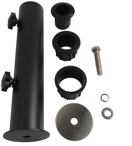 Rehoetom Staffa di base per ombrellone in acciaio inossidabile con 3 manicotti in PVC (-/4, /2, -9/10) per giardino, patio, spiaggia e piscina - Ombrello imbullonato S