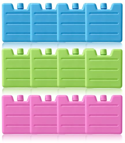 BOOSHMall Kühlakkus Set, 4/12 Kühlelemente für Kühlbox & Kühltasche, Platzsparende Kühlakkus für Picknick, Angeln, Reisen Camping