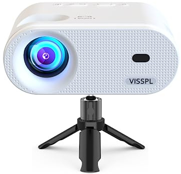 Mini Projector 19000L, Full HD 1080P, VISSPL Full HD 1080P, Portable Outdoor with Tripod, Home Theater Movie Phone Projector Compatible with Android/iOS/Windows/TV Stick/HDMI/USB