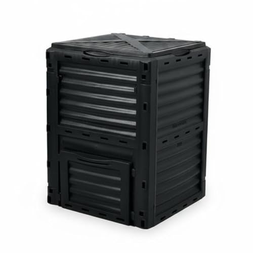 Fxzqgnh Compostera de Jardín Uso Exterior Bote de Compost Aireado Plástico Resistente Jardinería para Aficionados para Horticultores, Negro, Negro, 300 litros