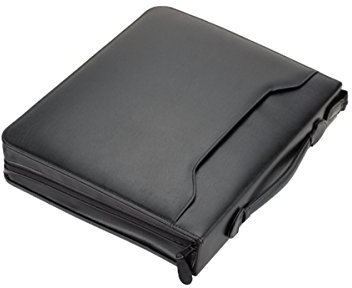 ALASSIO 30025 Tagungsmappe A4 Arezzo, Konferenzmappe mit Ringmechanik, Multifunktionstasche, Dokumententasche, Geschäftstasche aus FINEtouch-Lederimitat, Businesstasche schwarz ca. 36 × 30 × 6 cm